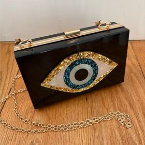 Black and Gold Eye Clutch Bag